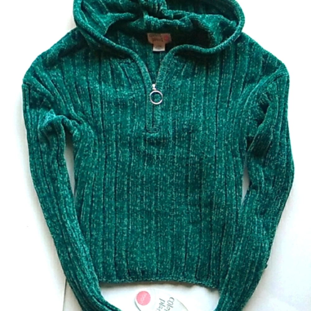 Girls green sweater with hood ,New